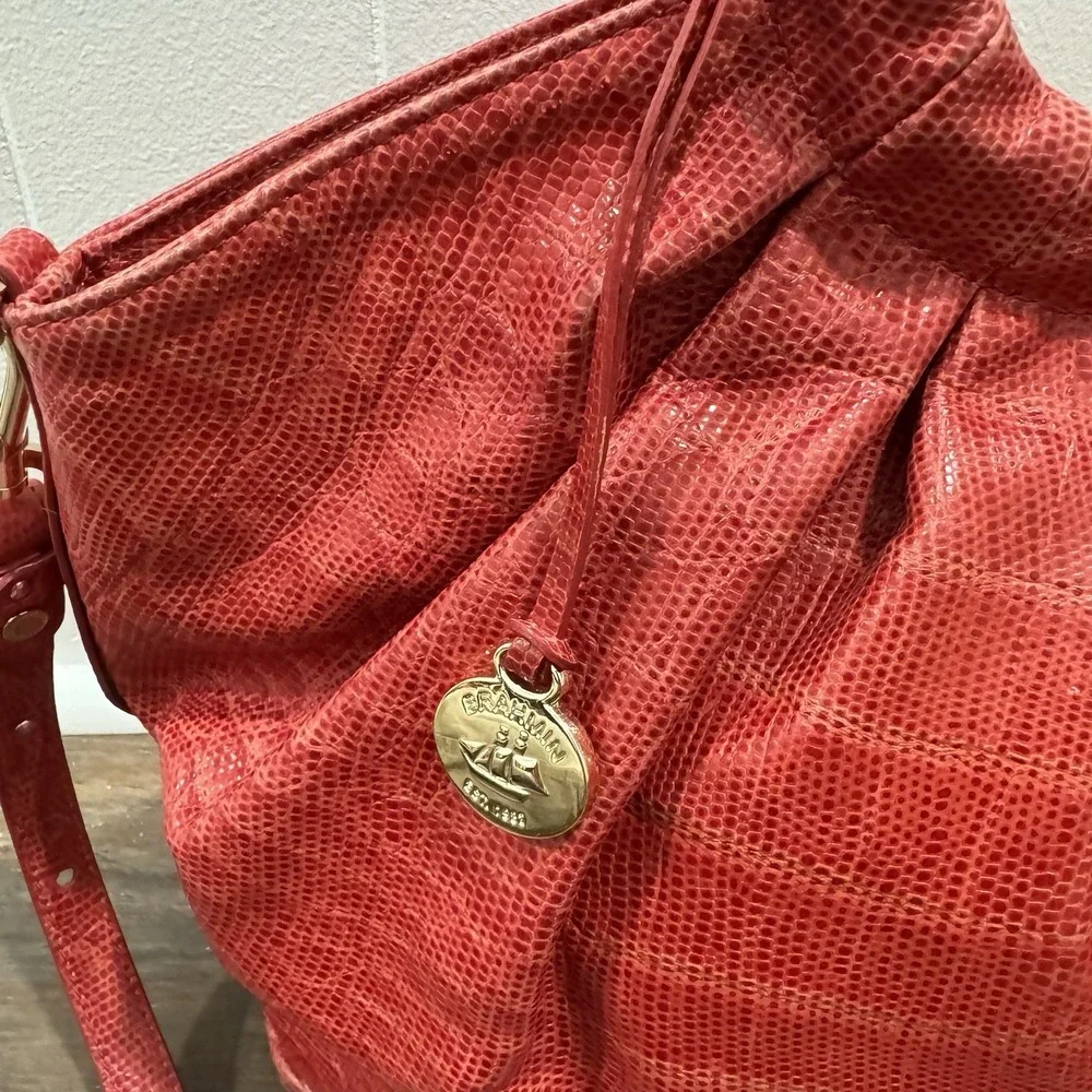 Brahmin Renate Tote Bag Red Dragon Haiku‎ Python Print Leather